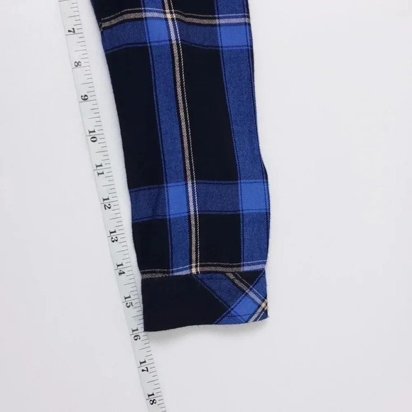 Cloth & Stone Plaid Rayon Lace Back Blouse - Picture 8 of 9